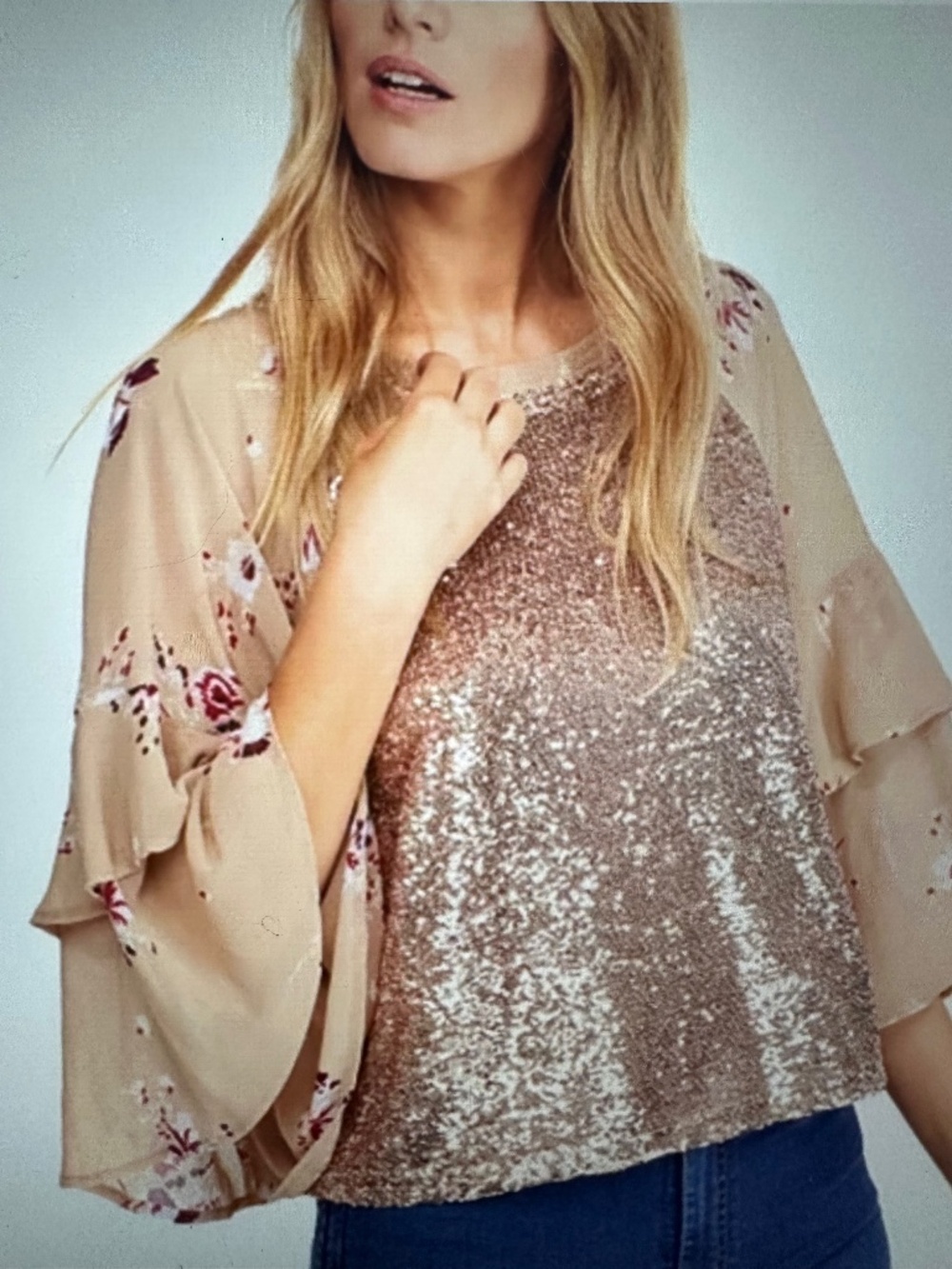 Free People shimmy and shake sequin Blouse. Nwot